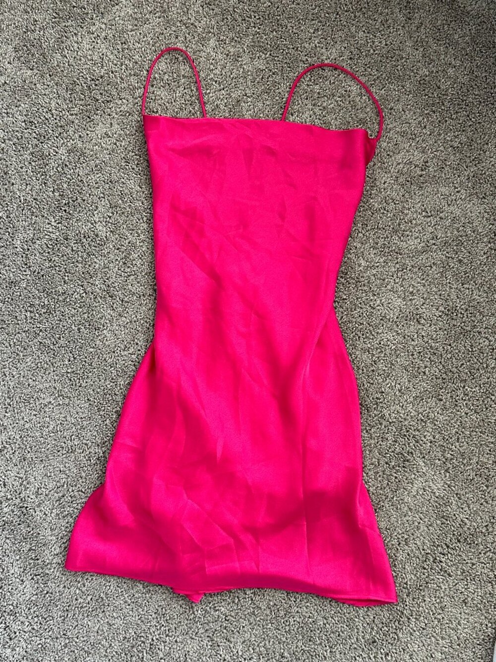 Sabo Skirt Hot Pink Satin Backless Cross-Strap Mini Dress - Women’s Medium